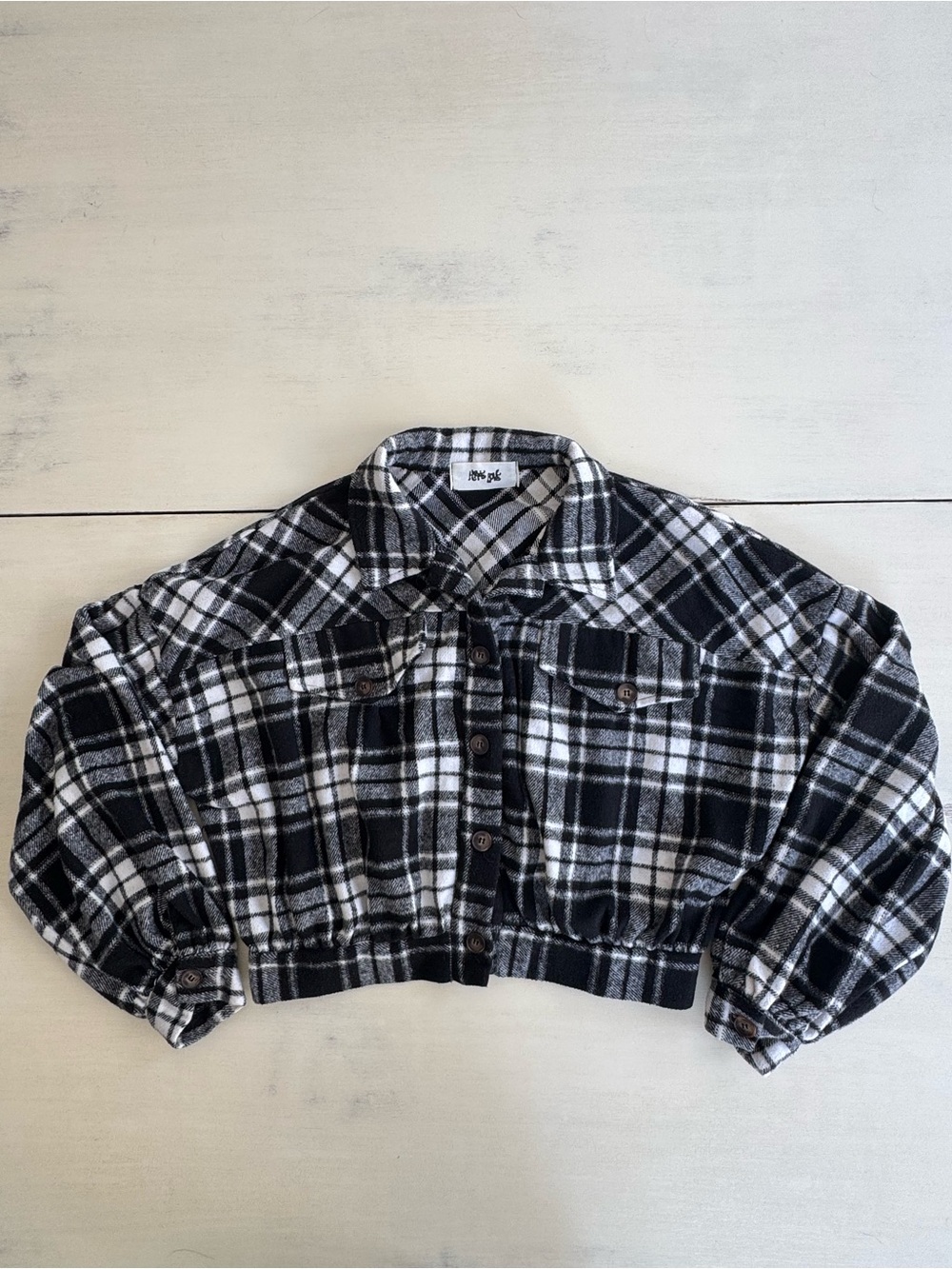 Plaid Cropped Button-Up Jacket